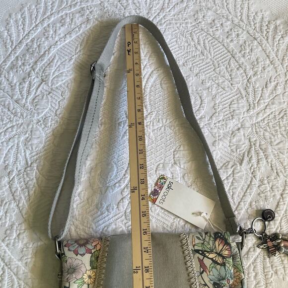 NWT sakroots Artist Circle Foldover Crossbody Bag Bumble Bee Charm In Bloom Gray - Picture 4 of 12